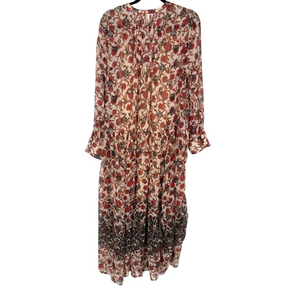 Free People See It Through Long Sleeve Floral Maxi Dress Size Small Bohemian - Picture 5 of 16